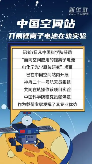 中國空間站開展鋰離子電池在軌實驗